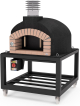 MOVELAR - Holzbackofen für den Außenbereich aus Beton Modell OLYMPUS MONS (Schwarz - 130 x 130 cm) - Isoliert mit Kork und 3 Keramikdecken - REF: M00577