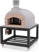 MOVELAR - Holzbackofen für den Außenbereich aus Beton Modell OLYMPUS MONS (Weiß - 110 x 110 x 159 cm) - Isoliert mit Kork und 3 Keramikdecken - REF: M00580