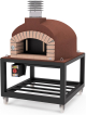 MOVELAR - Holzbackofen für den Außenbereich aus Beton Modell OLYMPUS MONS (Bordeaux - 130 x 130 x 161 cm) - Isoliert mit Kork und 3 Keramikdecken - REF: M00579