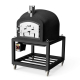 TUOZI - Holzbackofen für den Außenbereich aus Beton Modell KITAWAY (Schwarz - 100 x 100 x 170 cm) - Isoliert mit Kork und 3 Keramikdecken - REF: T00050