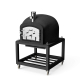 TUOZI - Holzbackofen für den Außenbereich aus Beton Modell KITAWAY (Schwarz - 120 x 120 x 170 cm) - Isoliert mit Kork und 3 Keramikdecken - REF: 4090