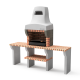 MOVELAR - Gemauerter Grill für Holz und Holzkohle Modell Bailen Plus 2 mit Seitentischen (216 x 58 x 58 cm)
