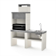 TUOZI - Beton-Einbaugrill für Holz und Holzkohle Modell Plan 1 Plus Full mit Spüle (Strukturbeton - 156 x 47 x 192 cm) REF: 8042